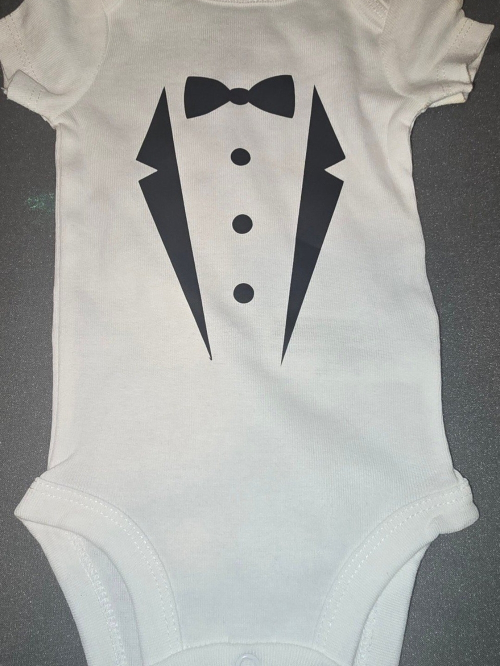 Classic Tuxedo Graphic Baby One-Piece - White